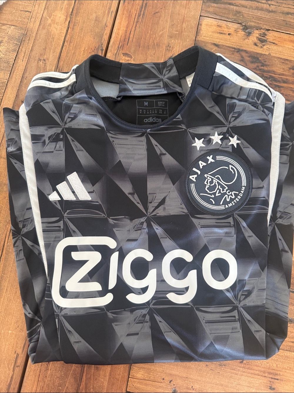 adidas Black and White Ziggo Ajax Training Jersey-Slim Fit